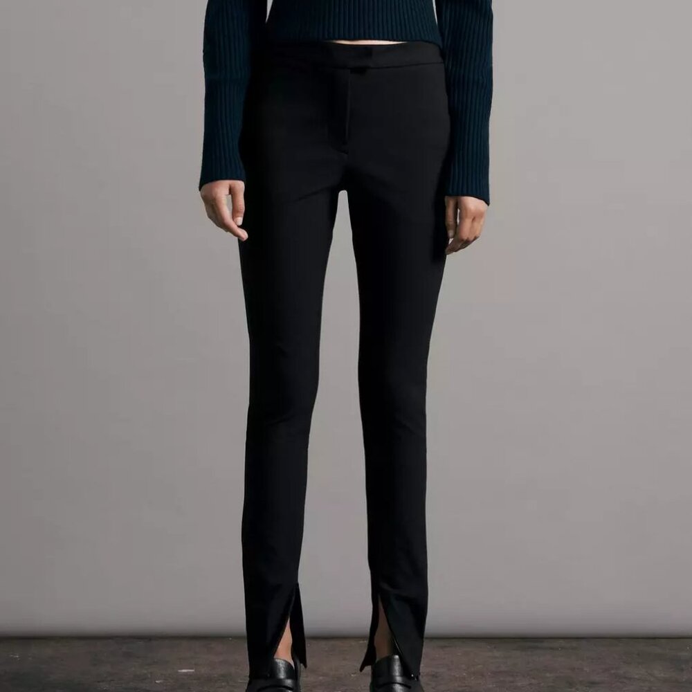 NWT Rag & Bone Rebecca Cotton Slim Fit Pant w/ Ankle Zip (Black) (8)